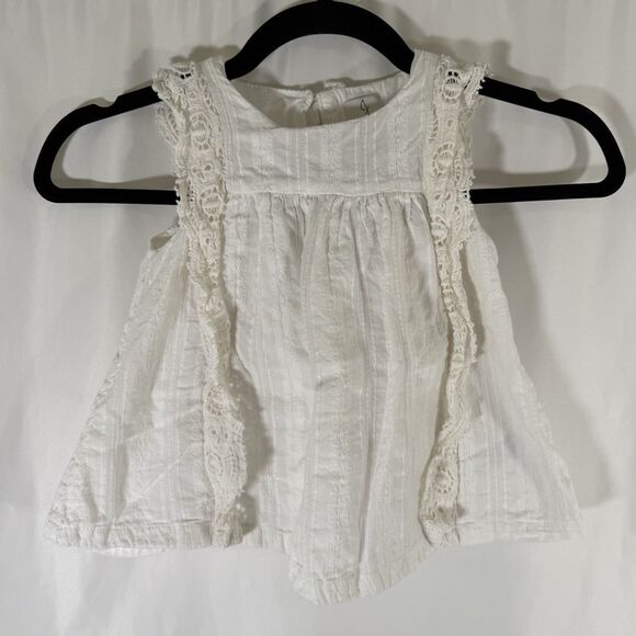 Joie Blouse Toddler Girls 5T White Lace Sleeveless Round Neck Cotton Open Back - Picture 1 of 8